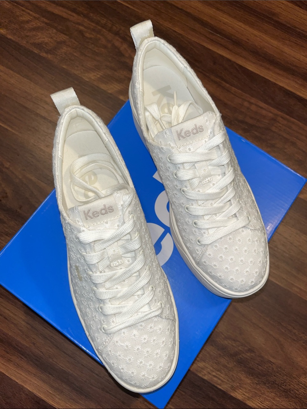 Keds Women’s Platform Eyelet Sneakers - White - Picture 2 of 7